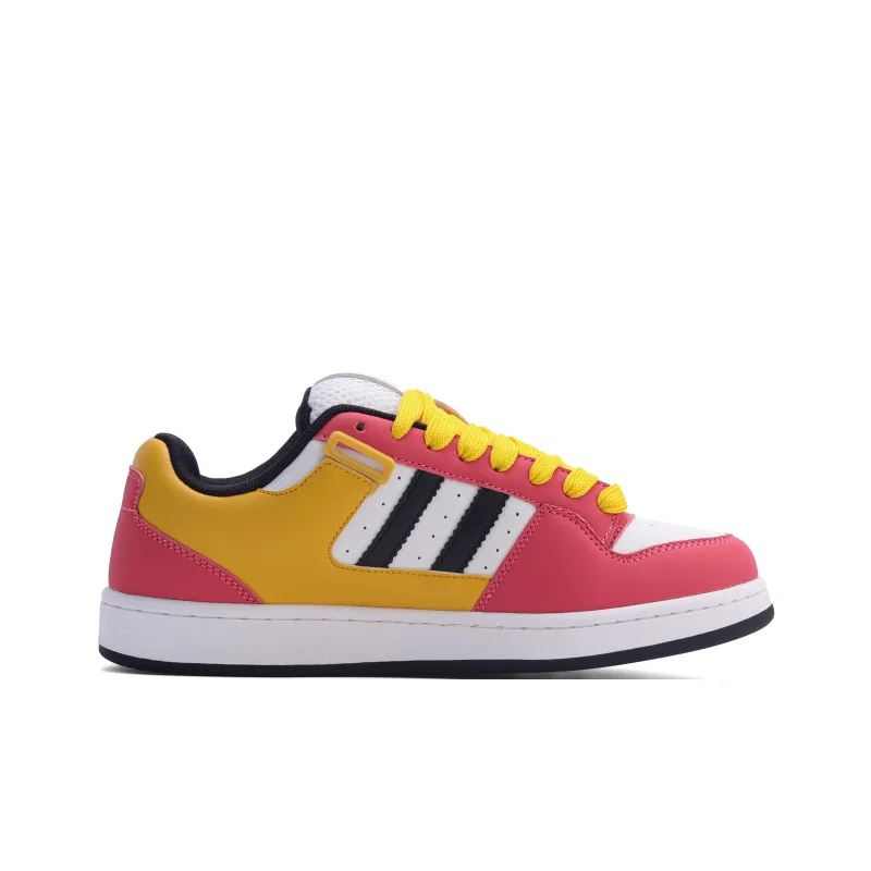 GLO BULL Skateboard Shoes Unisex Low Top White Pink Yellow-1