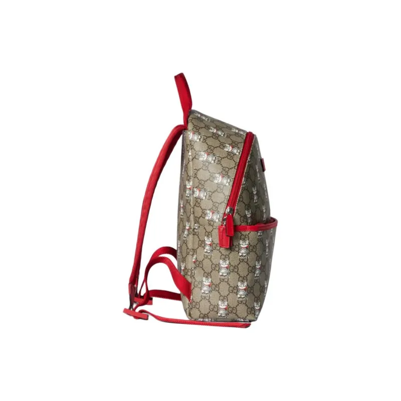GUCCI GG Supreme Canvas Backpack Women's Beige & Dark Brown-2