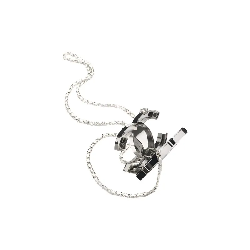 CHANEL Metal Calf Leather Necklaces Women's Silver-1