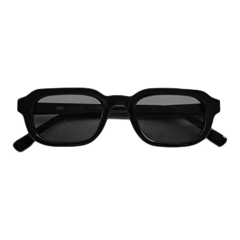 ZARA Acetate Acetate Rectangular Sunglasses Men's Black-3