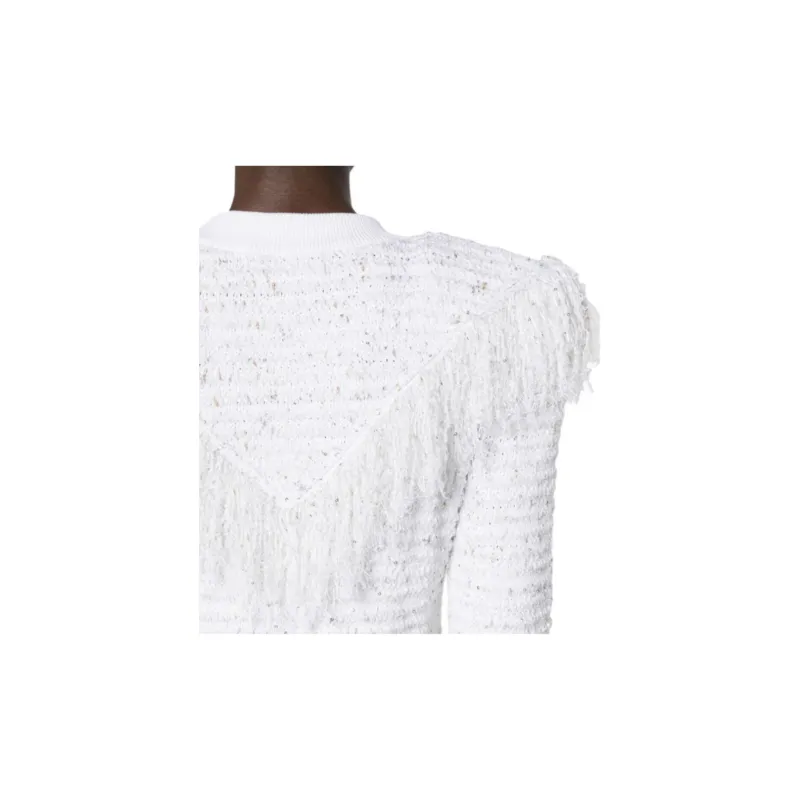 BALMAIN Fringed Metallic Cardigan-6