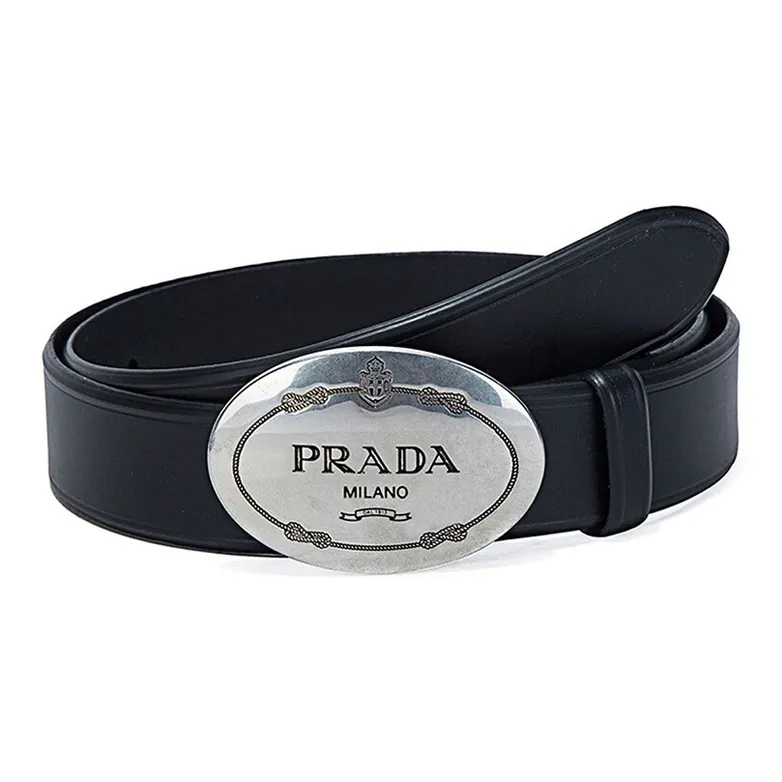 PRADA Cow Leather Belts Men's Black 3.5-3