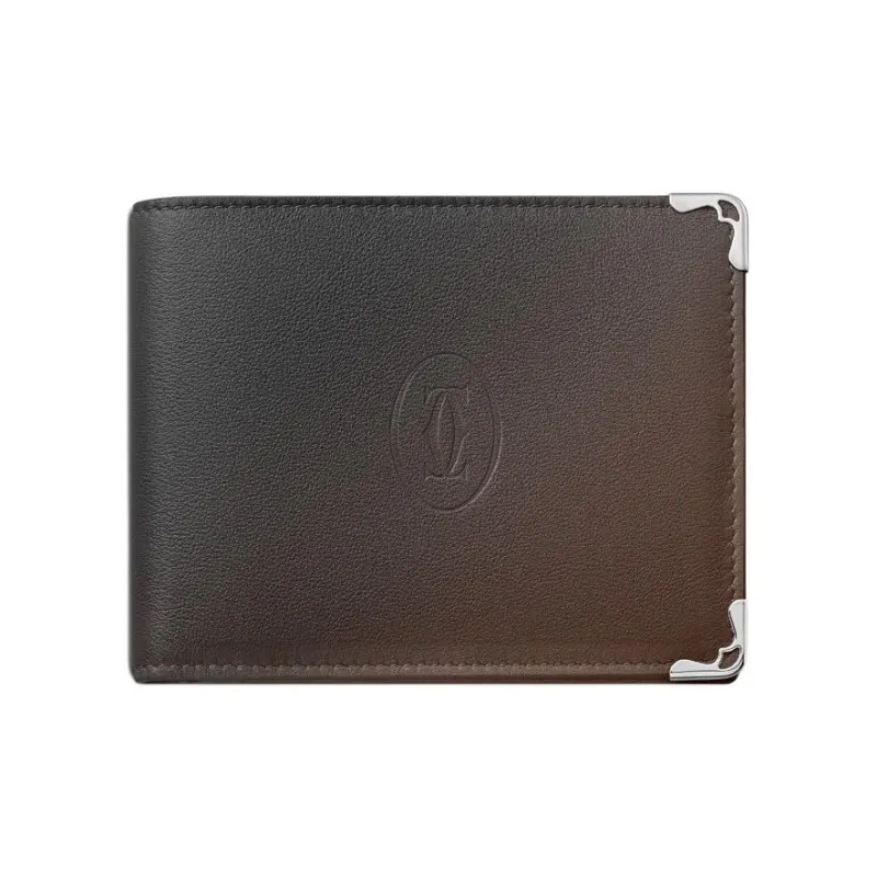 CARTIER Must De Cartier Cow Leather Wallet Women's Gradient Gray Umber-0