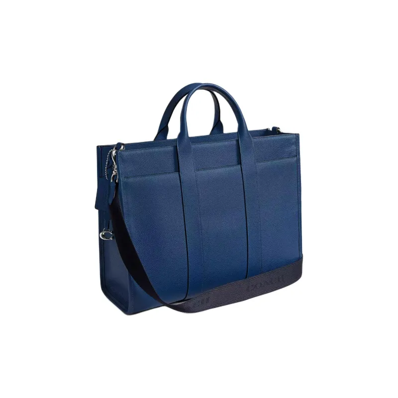 COACH Leather Tote Bag, Shopping Bag, Shoulder Bag, Crossbody Bag, Handbag Large Size Men's Dark Blue-1