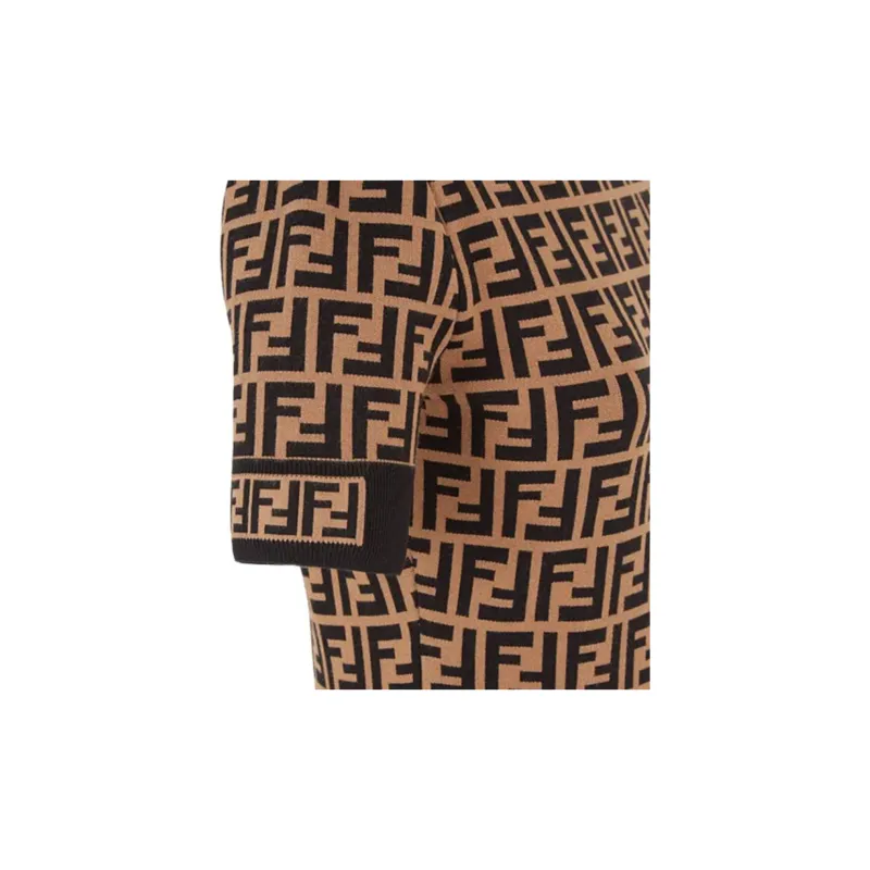 FENDI Short Sleeved Dresses Women's Brown-5