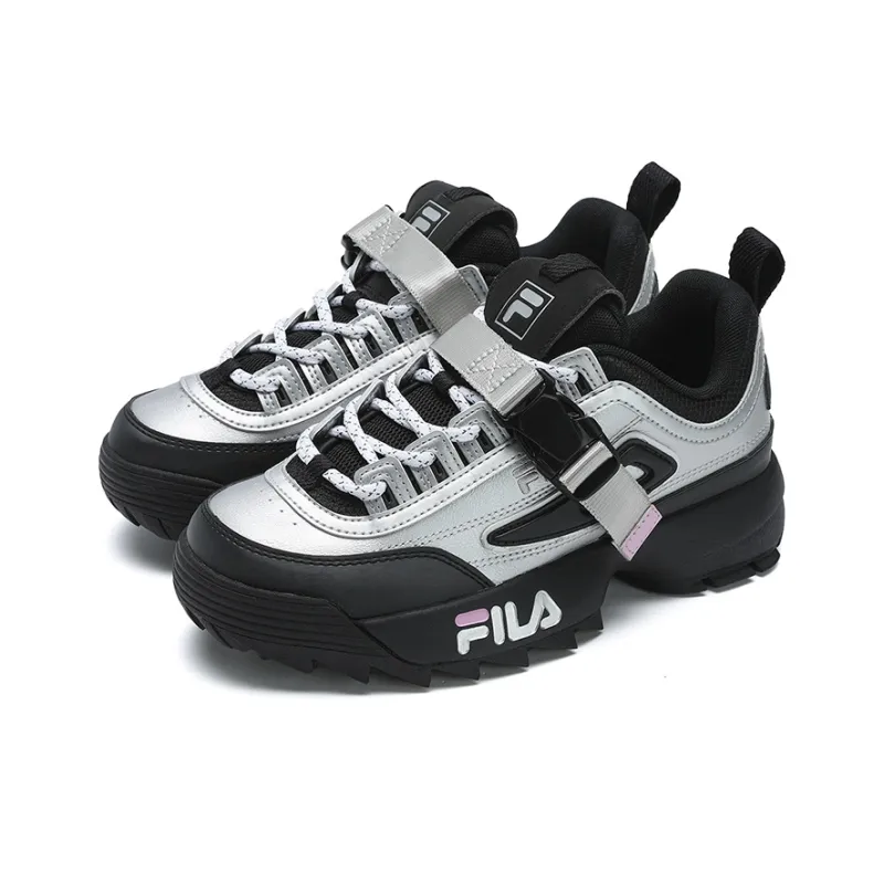 FILA Disruptor 2 Abrasion-Resistant Slip-Resistant Low-Top Casual Shoes Women's Silver Black-1