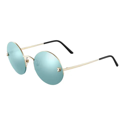 CARTIER Metal Round Sunglasses Unisex Gold