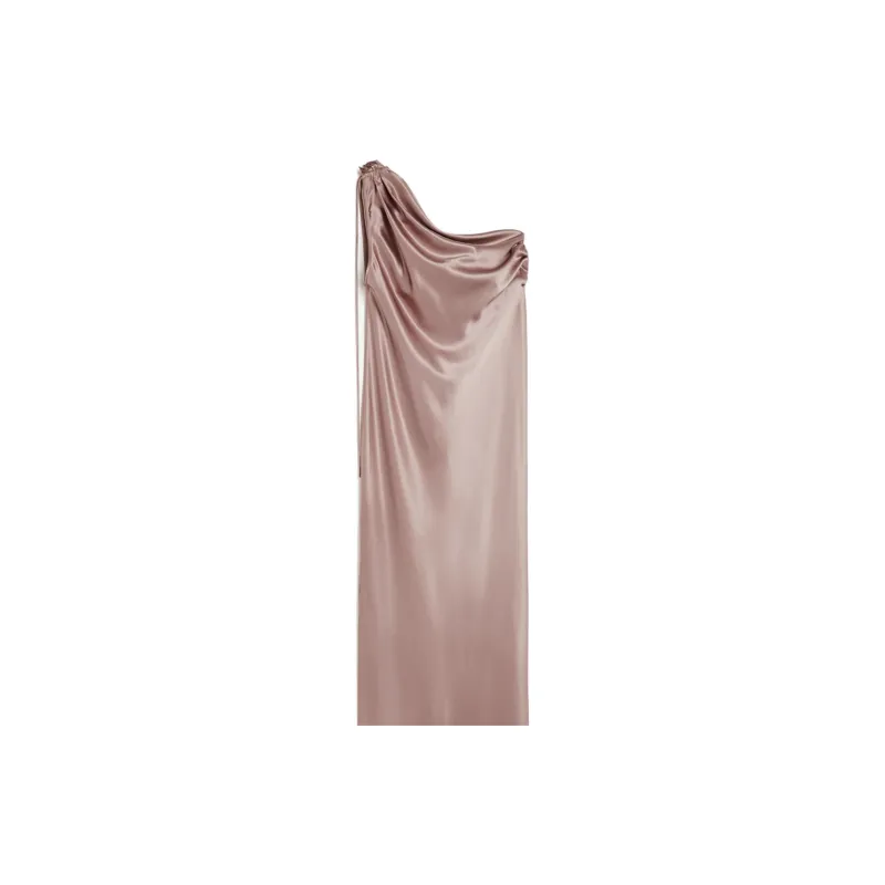 MaxMara Opera Collection One-Shoulder Dress In Silk Satin Sleeveless Dress Women's Bronze-2