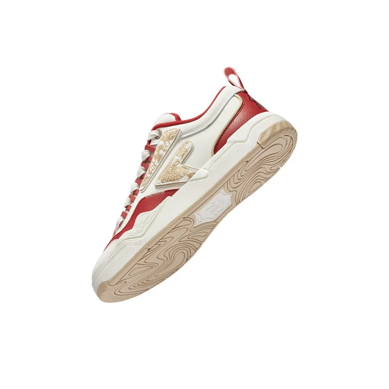 FILA FUSION NOLLIEF CNY Anti Slip Wear Resistant Low Top Skateboard Shoes Men's White Red-4