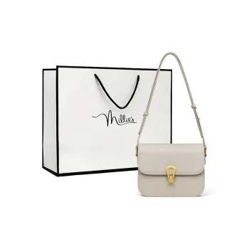 MILLIE'S Cow Leather With Synthetic Leather Underarm Shoulder Bag, Crossbody Bag, Small Square Bag Regular Women's Ecru