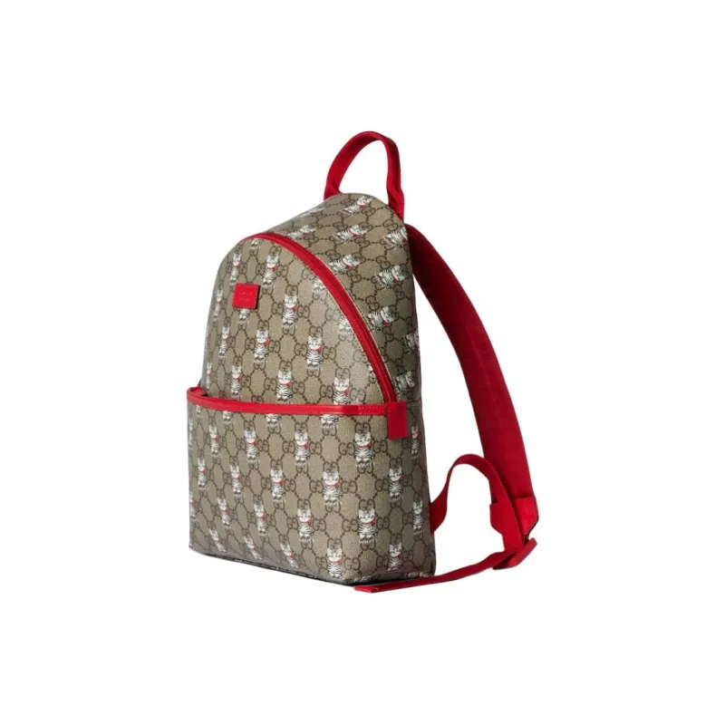 GUCCI GG Supreme Canvas Backpack Women's Beige & Dark Brown-1