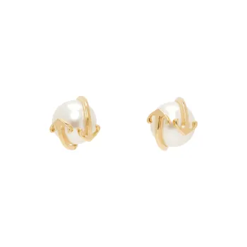 OFF-WHITE Metal Artificial Pearl Brass Resin Stud Earrings Women's Gold