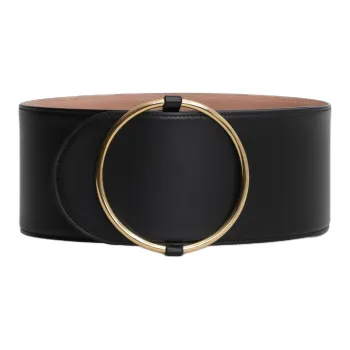 Alaia Calfskin Leather Belts Unisex Black Width 10CM