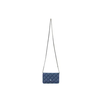 CHANEL Denim Metal Handbag, Shoulder Bag, Crossbody Bag Women's Dark Blue