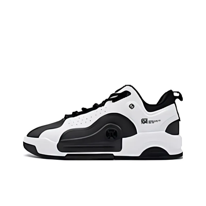 QIAODAN Slip-Resistant Lightweight Breathable Low-Top Skateboard Shoes Men's White Black-0