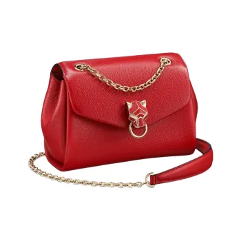 CARTIER Panthère De Cartier Cow Leather Shoulder Bag Mini Women's Red