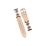 Rose Gold White Diamond Apricot Bamboo Pattern-Leather Strap
