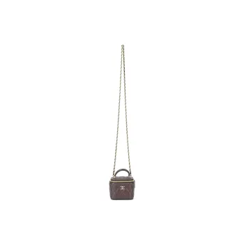 CHANEL Lambskin Box Bag, Handbag, Shoulder Bag, Crossbody Bag Mini Women's Dark Brown