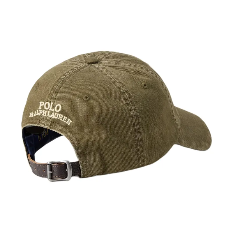 Polo Ralph Lauren Cotton Leather Baseball Caps Men's Green-1