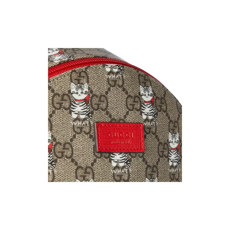 GUCCI GG Supreme Canvas Backpack Women's Beige & Dark Brown-5