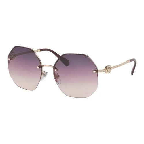 BVLGARI Stainless Steel Titanium Acetate Irregular Shape Sunglasses Men's Gold