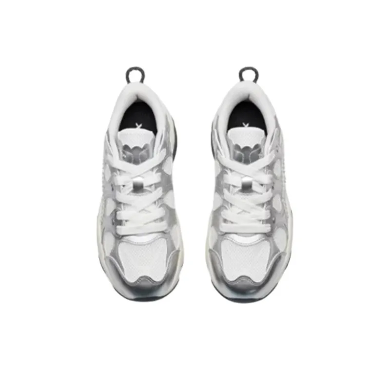 XTEP Petal Cushioning Wear Resistant Low Top Casual Shoes Women's Silver White-3
