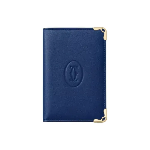 CARTIER Must De Cartier Calfskin Card Holder Women's Dark Blue