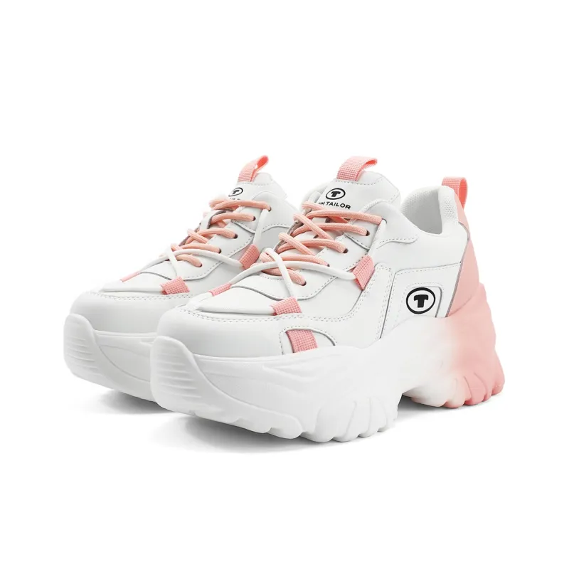 TOM TAILOR Sweet Pink Holographic Thick Heel Trendy Running Shoes Slip Resistant Low Top Casual Shoes Women's-7