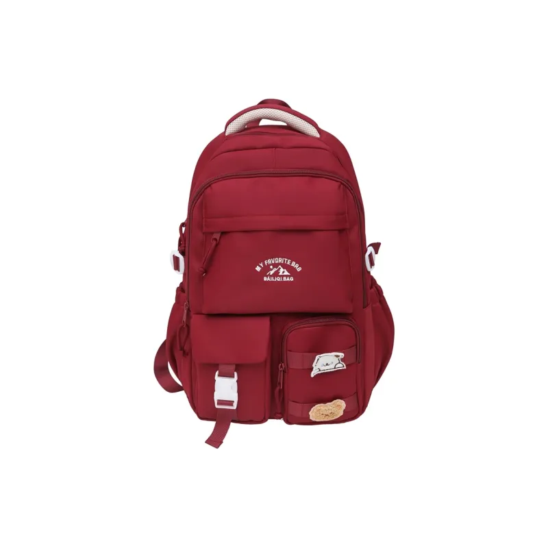 DCLOUD Nylon Backpack Unisex Black/White/Yellow/Red/Khaki/Blue-12