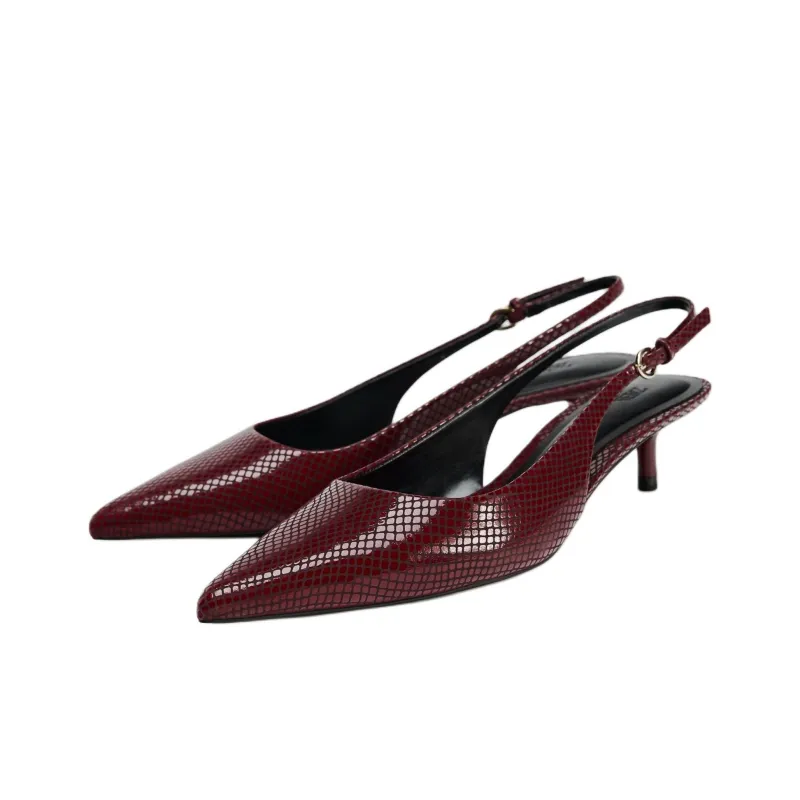 ZARA LIMITED EDITION Slim Heel High Heels 5cm Women's Red-2