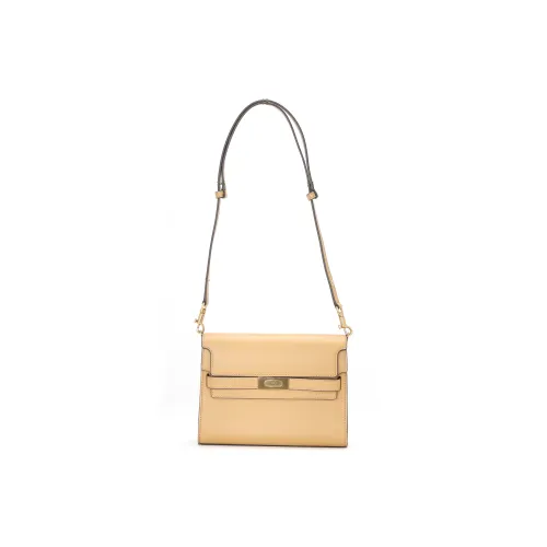 TORY BURCH Lee Radziwill Cow Leather Envelope Bag, Crossbody Bag, Shoulder Bag Women's Walnut White