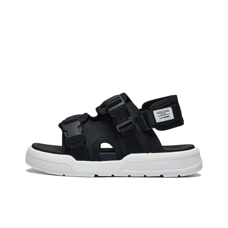 LiNing Sports Life Collection Beach Sandals Women's Black White-0
