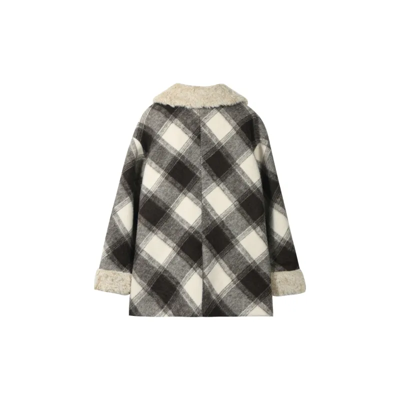 MISHOW Coat Women's Apricot Coffee Plaid-1