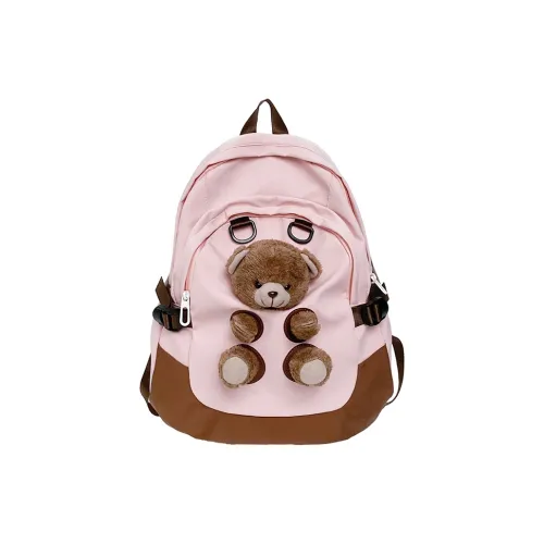 Kaka Tree Nylon Backpack Unisex Pink Brown/White Pink/Beige Blue