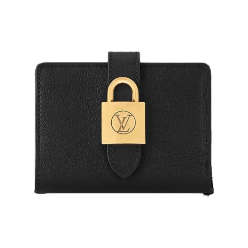 LOUIS VUITTON Smooth Calf Leather Wallet Women's Black