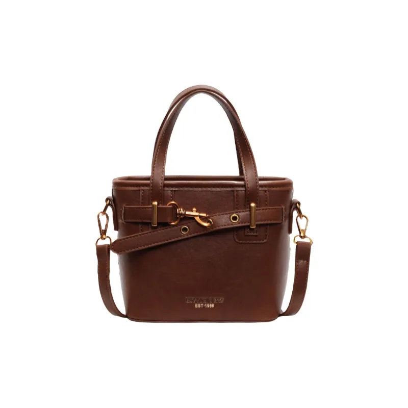 HCXK PU Bucket Bag Crossbody Handbag Unisex Ancora Red/Coffee/Brown Black-4