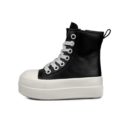 WENPU Ankle Boots Platform Women's Black White