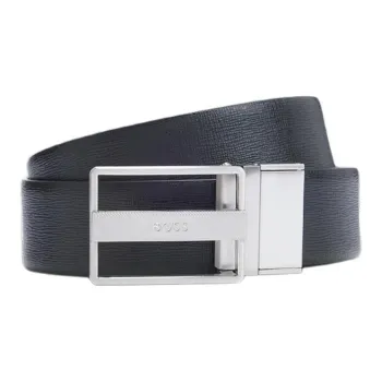 HUGO BOSS Belt Leather Belts Men's Black Width 3.5cm