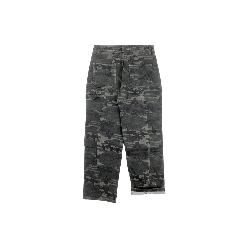 FONDLOOK Heavyweight Trendy Loose Fit Patchwork Jeans Pants Men's-3