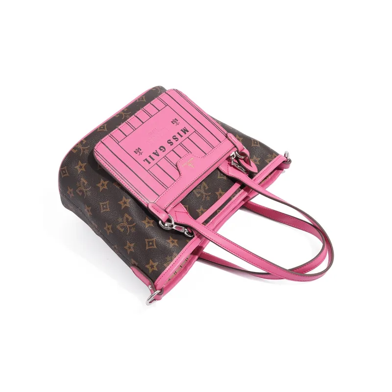 MISS GAIL Artificial Leather Handbag, Shoulder Bag, Crossbody Bag Medium Size Women's Rose Red-2