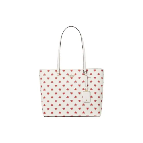 Kate Spade Artificial Leather Tote Bag, Shopping Bag, Shoulder Bag Large Size Women's Milk White & Red