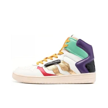 Just Cavalli High-Top Skateboard Shoes Men's White Yellow Purple