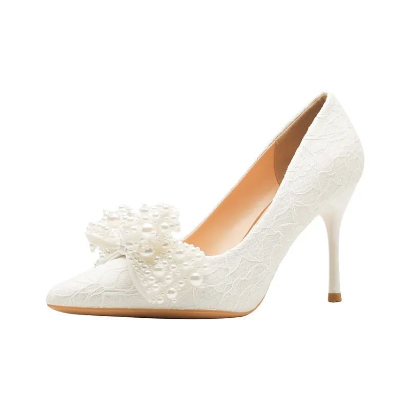 KATHRYN WILSON Graceful And Lively Slim Heel High Heels Women's White-1