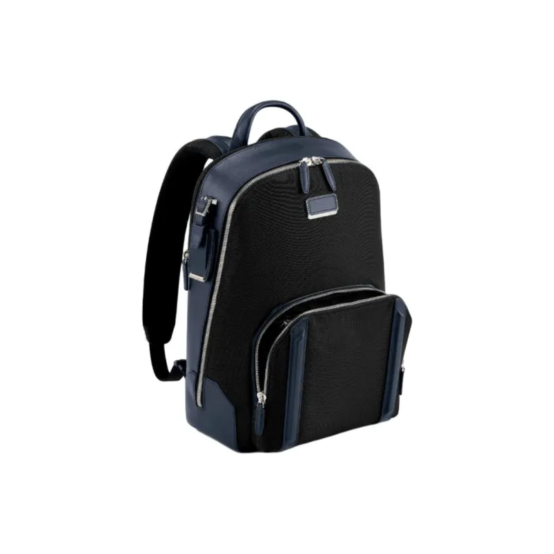 TUMI Leather Backpack Unisex Black & Blue-1
