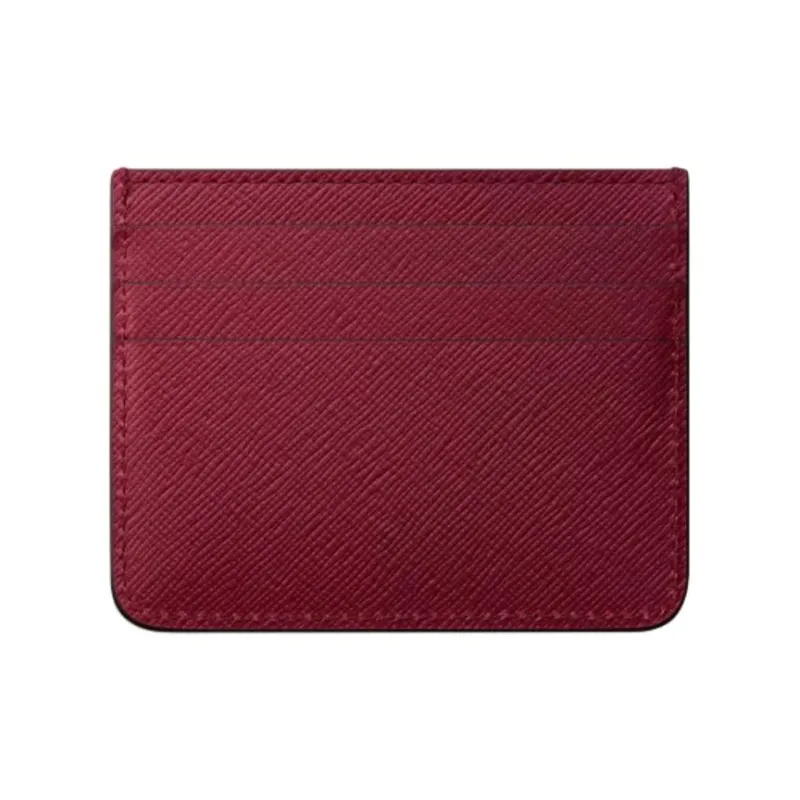 CARTIER Textured Calfskin Card Holder Women's Cherry Red-1