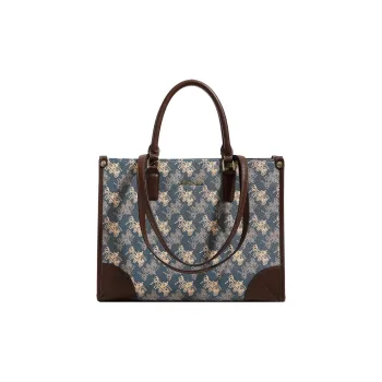 H YXIANG Microfiber Synthetic Leather Tote Bag Shopping Bag Handbag Women's Blue