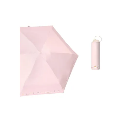 IDREAMY Lightweight Five-Fold 15cm Cream Bear Pink Vinyl Sun Protection Portable Sunny And Rainy Dual-Use Umbrella