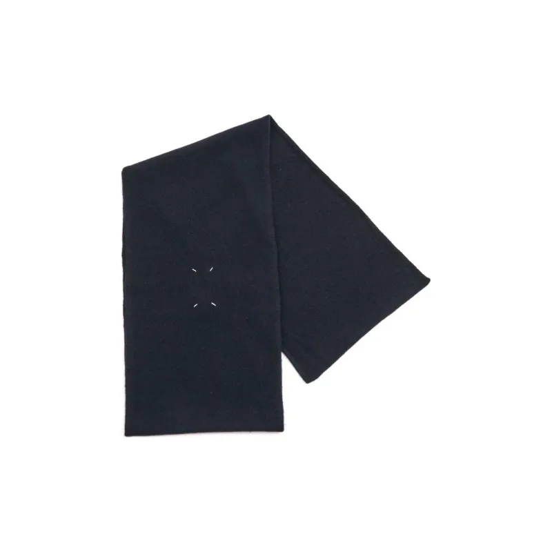 Maison Margiela Virgin Wool Knit Scarves Men's Marine Blue-0