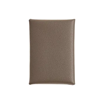 HERMES Calvi Duo Evercolor Leather Card Holder Women's 18 Etoupe Elephant Gray