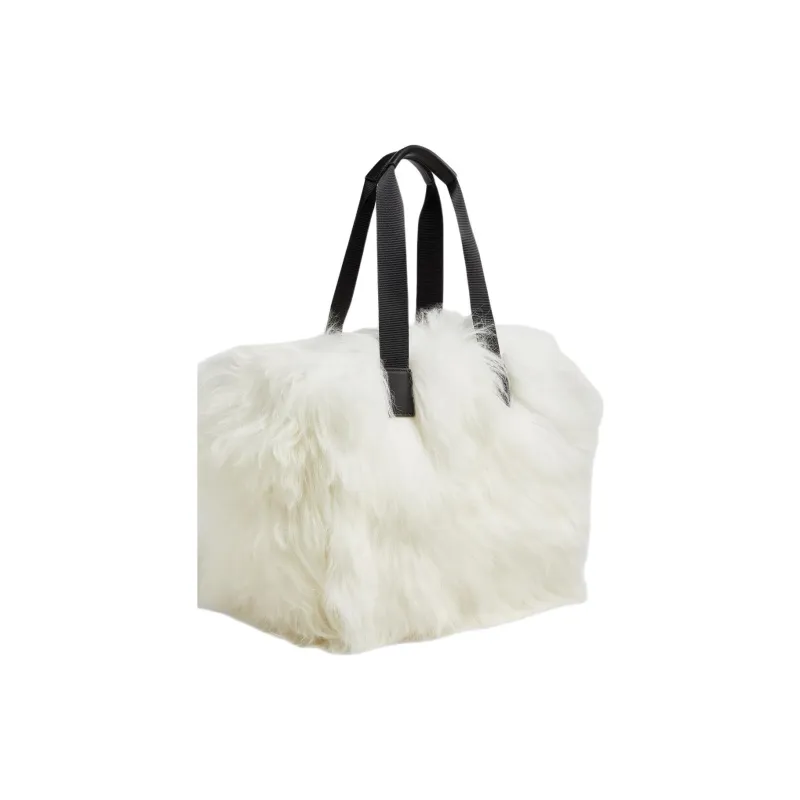 Moncler Shearling Tote Bag Shopping Bag Handbag Women's White-2
